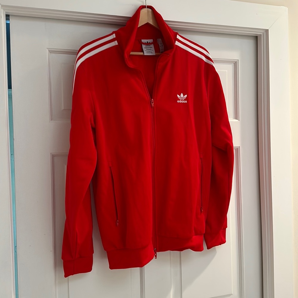 Adidas track jacket red